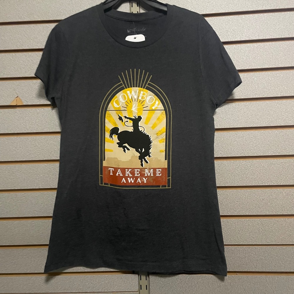 NWTS West + Wild Cowboy Graphic T Shirt Women's Large Black Take Me Away